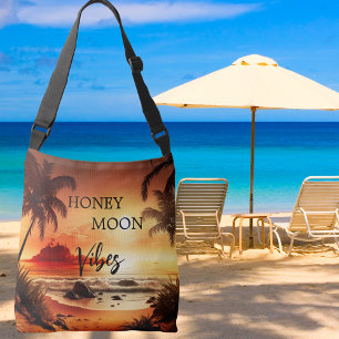 Honeymoon vibes tropische zonnestrandmaan crossbody tas