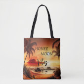 Honeymoon vibes tropische zonnestrandmaan tote bag (Voorkant)