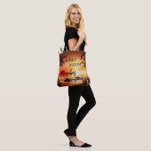 Honeymoon vibes tropische zonnestrandmaan tote bag (Op model)