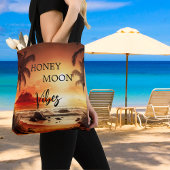 Honeymoon vibes tropische zonnestrandmaan tote bag