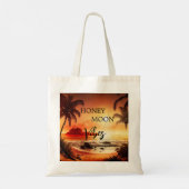 Honeymoon vibes tropische zonnestrandmaan tote bag (Achterkant)
