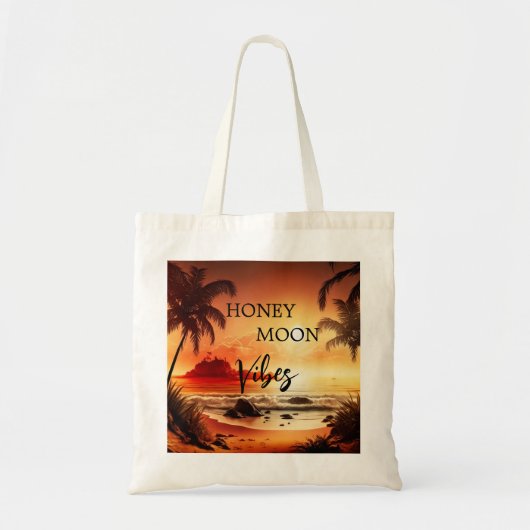 Honeymoon vibes tropische zonnestrandmaan tote bag (Voorkant)