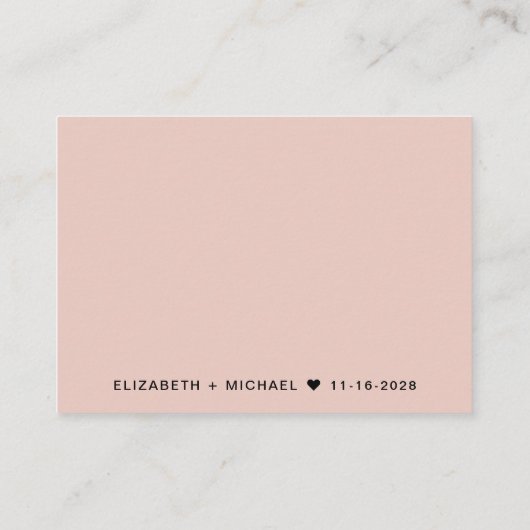 Honeymoon Wens Roze Bruiloft Informatiekaartje (Achterkant)