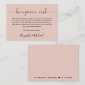Honeymoon Wens Roze Bruiloft Informatiekaartje (Voorkant / Achterkant)