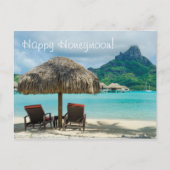 Honeymoon-wenskaart met strand en twee zonnescherm briefkaart (Voorkant)