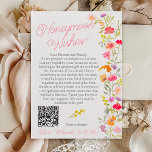 Honeymoon wenst wilde bloemen bloemig vrijgezellen informatiekaartje<br><div class="desc">Liefde is in bloei wilde bloemen bloemenhuwelijksreis wenst vrijgezellenfeest met  handgeschilderde levendige en felle sinaasappel,  roze en geel bloemen waterverf illustratie met een modern elegant script lettertype,  met bohemian groen blad. Perfect voor de lente,  zomer buiten tuin bruids of bruiloft. Voeg je link toe aan de qr code.</div>