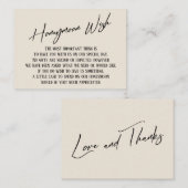 Honeymoon wil een modern handschrift, eenvoudig kr informatiekaartje (Voorkant / Achterkant)