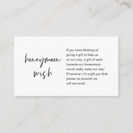 Honeymoon Wish and Fund, modern script Informatiekaartje