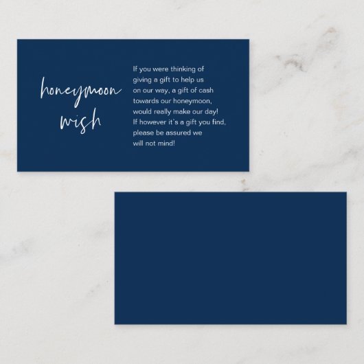 Honeymoon Wish and Fund, Navy Blue Informatiekaartje (Voorkant / Achterkant)