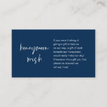 Honeymoon Wish and Fund, Navy Blue Informatiekaartje<br><div class="desc">Dit is de Moderne casual eleganeringsinkt van de marine,  het minimalisme van het Manuscript,  lettertype doopvont,  de Kaart van de Omsluiting van de Bieden van de Bieden. U kunt de doopvontkleuren veranderen,  en uw trouwdetails in de passende doopvont/het schrijven toevoegen. #TeeshaDerrick</div>