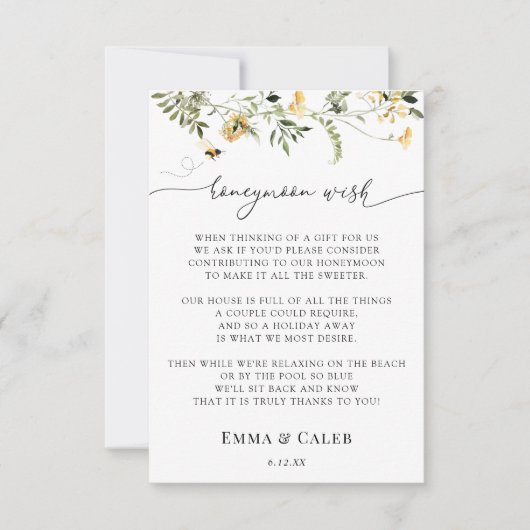 Honeymoon Wish Bee and Wildflower Enclosure Card Kaart (Voorkant)
