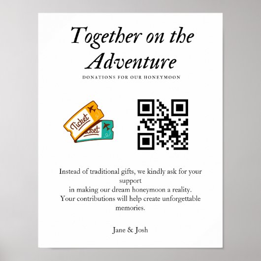 Honeymoon Wish Bruiloft Registry Fund QR Code Gift Poster (Voorkant)