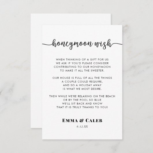 Honeymoon Wish Enclosure Kaart (Voorkant / Achterkant)