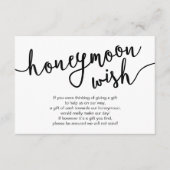 Honeymoon Wish Fund Cash, moderne rustieke bruilof Informatiekaartje (Voorkant)