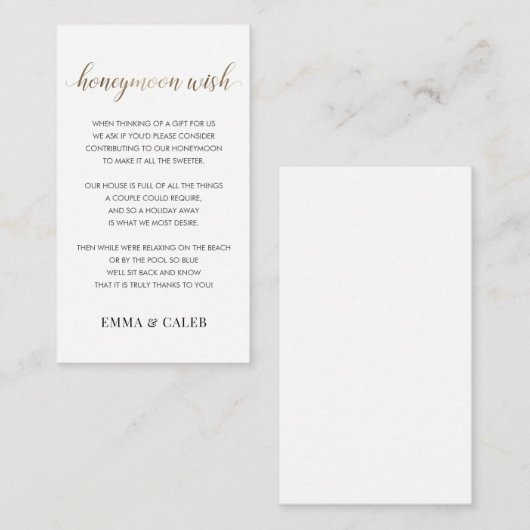 Honeymoon Wish Fund Enclosure Card Informatiekaartje (Voorkant / Achterkant)