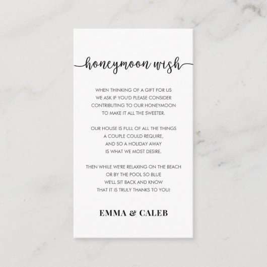 Honeymoon Wish Fund Enclosure Card Informatiekaartje (Voorkant)