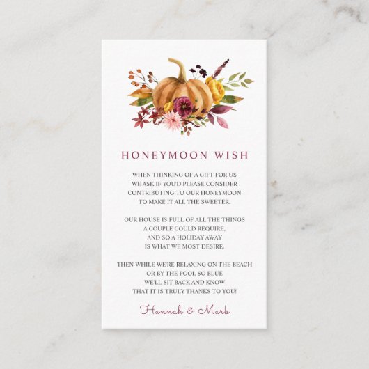 Honeymoon Wish Fund Enclosure Card Informatiekaartje (Voorkant)