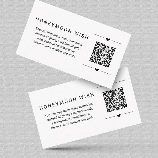Honeymoon Wish/Fund Kaart w QR Code Insert