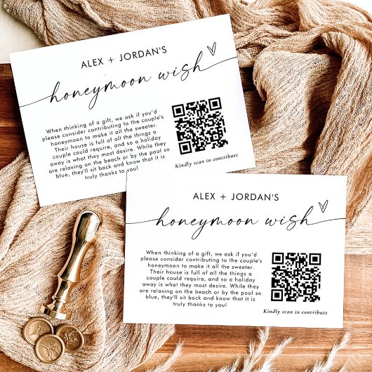 Honeymoon Wish Kaart | QR Code Honeymoon Fund