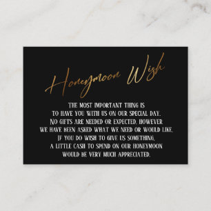 Honeymoon Wish Modern Gold Handwriting Wedding Informatiekaartje
