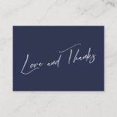 Honeymoon Wish Modern Handschrift Navy Blue Informatiekaartje (Achterkant)