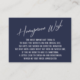 Honeymoon Wish Modern Handschrift Navy Blue Informatiekaartje