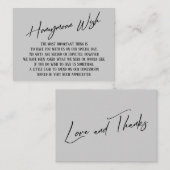 Honeymoon Wish Modern Handwriting Light Grey Informatiekaartje (Voorkant / Achterkant)