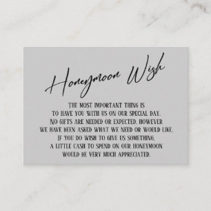 Honeymoon Wish Modern Handwriting Light Grey Informatiekaartje