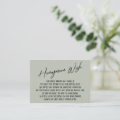 Honeymoon Wish Modern Handwriting Sage Green Informatiekaartje (Staand voorkant)