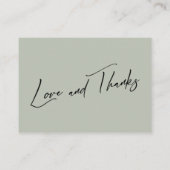 Honeymoon Wish Modern Handwriting Sage Green Informatiekaartje (Achterkant)