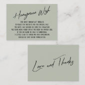 Honeymoon Wish Modern Handwriting Sage Green Informatiekaartje (Voorkant / Achterkant)