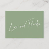 Honeymoon Wish Modern Handwriting Sage Green Informatiekaartje (Achterkant)