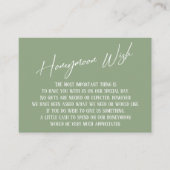 Honeymoon Wish Modern Handwriting Sage Green Informatiekaartje (Voorkant)