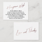 Honeymoon Wish Modern Roos Gold Handwriting Informatiekaartje (Voorkant / Achterkant)
