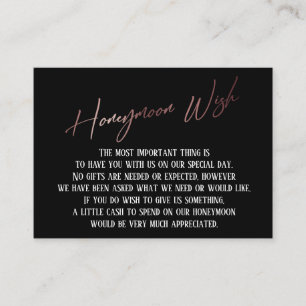 Honeymoon Wish Modern Roos Gold Handwriting Informatiekaartje