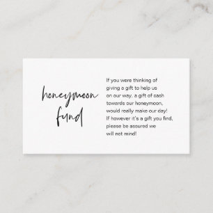 Honeymoon Wish of Fund, Modern Script Enclosure Ca Informatiekaartje