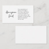Honeymoon Wish of Fund, modern script Informatiekaartje (Voorkant / Achterkant)