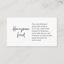 Honeymoon Wish of Fund, modern script Informatiekaartje