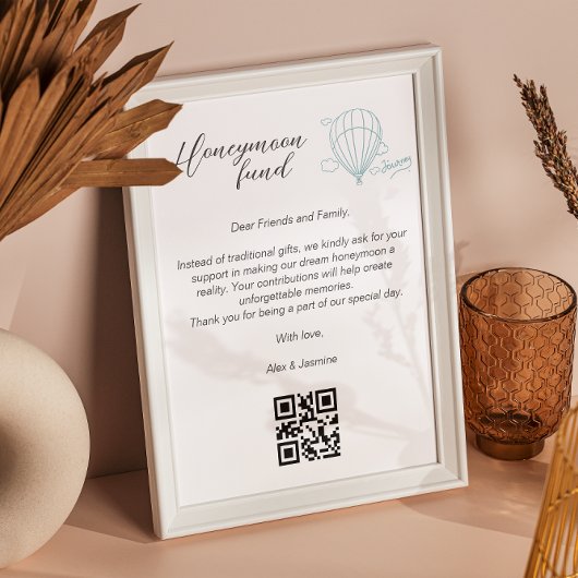 Honeymoon Wish QR Code Reisfonds Aanvraag Gift Poster