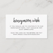 Honeymoon Wish | QR Code Weddenschap White Informatiekaartje (Voorkant)