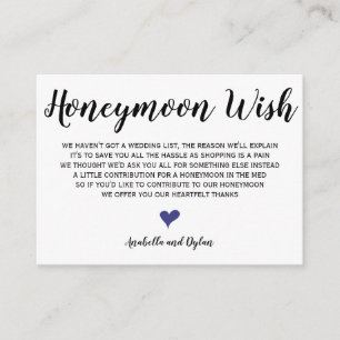 Honeymoon Wish Wedding Insert-kaarten Informatiekaartje
