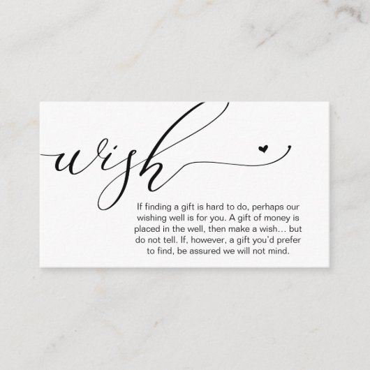 Honeymoon Wish Wishing Well, Fund, A Note On Gifts Informatiekaartje (Voorkant)