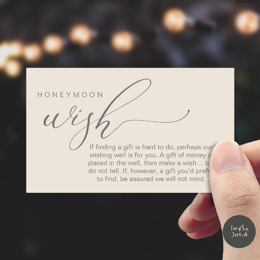 Honeymoon Wish Wishing Well, Fund, A Note On Gifts Informatiekaartje