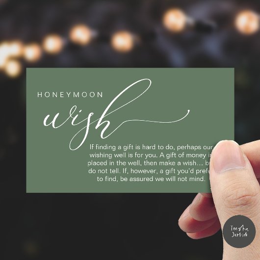 Honeymoon Wish Wishing Well, Fund, A Note On Gifts Informatiekaartje