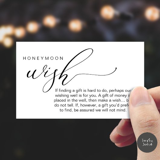 Honeymoon Wish Wishing Well, Fund, A Note On Gifts Informatiekaartje