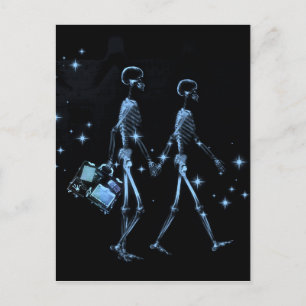Honeymoon X-Ray Skeleton Passen getrouwd - blauw Briefkaart