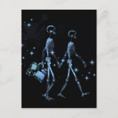 Honeymoon X-Ray Skeleton Passen getrouwd - blauw Briefkaart (Voorkant)