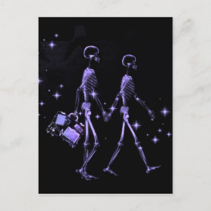 Honeymoon X-Ray Skeleton Passen getrouwd - Paars Briefkaart