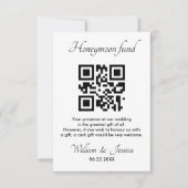 Honeymoonfonds met QR-code bijgevoegde kaart (Voorkant)