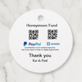 Honeymoonfonds PayPal Venmo QR-code bedankt Bedankjes Labels